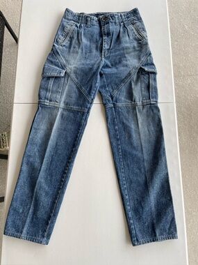 Vintage AJ’s Made in Hong Kong Cargo Carpenter Utility Jeans 31x11 Cotton